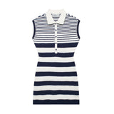 Summer Style Short Slanted Lapel Sleeveless Knit Dress 8779627-Outfit