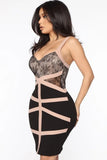 Elegant Lace Patck Sling Bodycon