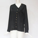 fall new 6 color buttons irregular long sleeve women's Chiffon shirts fashion Tilted collar ladies chiffon