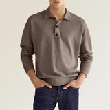 Wish Autumn Long-Sleeved V-Neck Button Men's Casual Polo