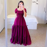 New Spring And Summer Women's Dress A Word Broken Shoulder Long Pure Fairy