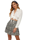 Floral Print Boho Sexy Mini Skirt For Women Bandage Fashion High Waist Frills Short Skirt Female Plus Size Pleated