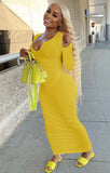 Ribbed Sexy Long Bodycon Dress with Full