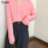 Single Breasted Cardigans Women Tender Girls Long Sleeve Sunscreen Korean Style Knitted Cropped Sweaters Leisure