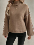 Casual Loose Knitted Sweater 2025 New High-Necked Color Design For