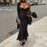 Light Cooked Wind Hanging Neck Tie With Wave Point Dress Fashion Commuting Low Back Low Waist Figure A-Character