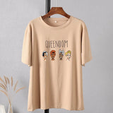 Gothic Character Printed T Shirt Women Harajuku Soft Summer Cotton Tshirt Korean Loose Tees Ins Casual Female
