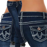 Jeans High Waisted Straight Skinny Stretchy Pant Streetwear Ladies Tight Washed Bandage Denim Pencil Pants Trousers