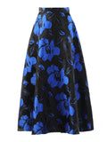 Black Casual Slim Print Colorblock Skirt Female Gathered Waist Temperament Skirts For Women Autumn Style 2021