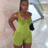 Fashion 3D Printed Rompers Playsuits Women Sport Fitness Summer Outfits Sleeveless Bodycon Shorts Jumpsuit