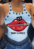 Sexy Square Collar lip letter Print