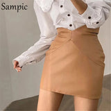 Autumn Winter Black White Khaki PU Leather Woman Skirts 2020 Office High Waist Bodycon Sexy Party Fashion Mini