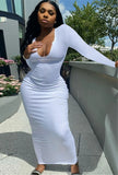 Ribbed Sexy Long Bodycon Dress with Full