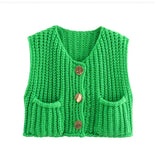 2024 Autumn And Winter New Women's Street Fashion 11 Color Thick Needle Vest W063 6001-Outfit