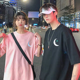 Sleeve T-shirts Printed Reflective Couples Harajuku Streetwear Hip-hop Stylish Simple Korean Popular Unisec Clothes