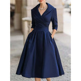 Women's Spring And Autumn Temperament Collar Waist Dress Thin Elegant Ladies