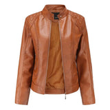 Women Faux Leather Jacket 2021 Ladies Solid With Belt Zipper Biker Coat Female Pu Streetwear Oversized Casual