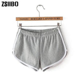 Hot Women Blend Short Pants Contrast Binding Side Split Elastic Waist Patchwork Casual Beach Party