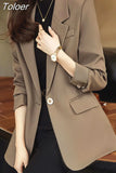 Women Solid Elegant Loose Simple Classic Fashionable Long Sleeve Temperament All-match Blazer Chic Clothing
