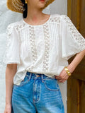 And Summer New French Embroidery Small Shirt Women's Holiday Style Shenzhen South Oil Women's White Cotton Tops Women's