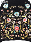 Boho Floral Embroidery Knitted Pullovers Sweater Women Casual Long Sleeve O-neck Spring Jumper Female Loose