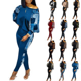 Women's Long-Sleeved Round-Neck Fashion Casual Set In Autumn