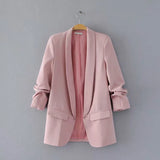 Spring Style Pleated Sleeve Sag Urban Leisure Candy Color Women's Suit Coat-Outfit