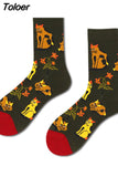 Happy Socks Man Creative Flower Flowers Pattern Funny Socks Casual Comfort Cotton High Quality