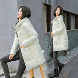 2021 New Hooded Long Parkas Women Winter Fashion Solid Thick Coats Elegant Basic Cotton Padded Winter Jacket