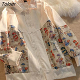 Jacket Design Sense Niche Stitching Bear Print Jacket Men Women Spring Autumn Loose Retro Baseball Uniform Cardigan