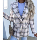 Autumn Women Elegant Tailoring Blazer Office Lady Casual Female Jacket Outerwear Long Sleeve Blazers Jackets Plaid