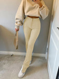 Skinny Elastic High Waist Stretchy Sports Sweatpants Women Trousers Slit Fashion Flared Leggings Joggers 2023
