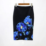 Waist Floral Print Skirts Vintage Elegant Office Lady Bodycon Skirt 2019 Women Summer Pencil Skirt Korean