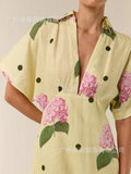 Women's Dress, V-Neck Fashion Print Waist