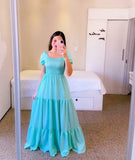 New Spring And Summer Women's Dress A Word Broken Shoulder Long Pure Fairy