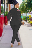 Elegant Ruffles Lace Cut Out Shoulder Long Sleeve Blazer And Pant