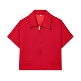 Spring New Women's Collar Short-Sleeved Short Coat Straight Trousers 8491053