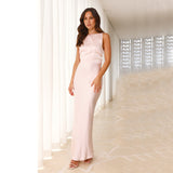 Women's Long Fishtail Dress Solid-Colored Slit Face Sexy Bareback Sling Dress Dress Dress Dress Dress Dress Dress