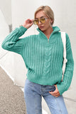 Knit Quarter Zip Dropped Shoulder