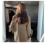 Toloer And Autumn Korean Version Casual Khaki Small Suit Jacket Female Small Loose Suit 2024 New Small Suit Jacket-Outfit