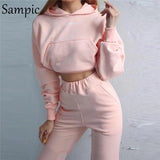 casual winter hoodie two piece set women tracksuit long sleeve print shirt tops and pants two piece set outfits
