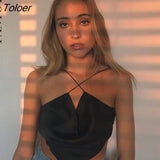 Stain Sexy Bandage Irregular Camis For Women Summer Backless Black Skinny Crop Tops Casual New Solid Nightclub Tank