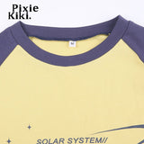 Long Sleeve Graphic T Shirts Retro Y2k Clothes for Women Letter Printed Raglan Sleeves Crop Tops