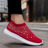Sneakers Women Summer Sneakers Rhinestone Walking Shoes Ladies Casual Slip-on Loafers Female Diamond Zapatilias Mujer