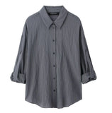 Homemade New Women's Classic Adjustable Short Sleeve Striped Shirt