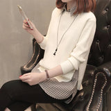 Women Clothes Spring Autumn Shirt Knit Pullover Sweater Two-Piece Sweater Women Casual Loose Large Size Shirt Bottoming