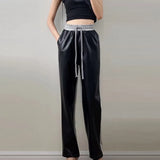 Korean Fashion Spring Wide Leg Pants For Women High Waist Patchwork Casual Loose Trousers Female New 2022