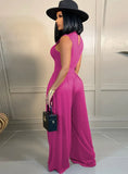 Sexy Sleeveless Top And Wide Pant 2 Piece