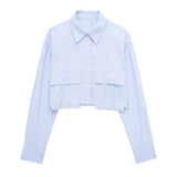 New Trench Coat Fabric Pocket Decoration Loose Short Shirt 2083363-Outfit