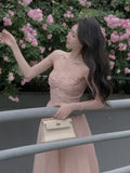 Elegant Sexy Dress Women Korean Style Party Midi Dresses Casual Holiday High Waist Fashion Tube Dress Female 2022